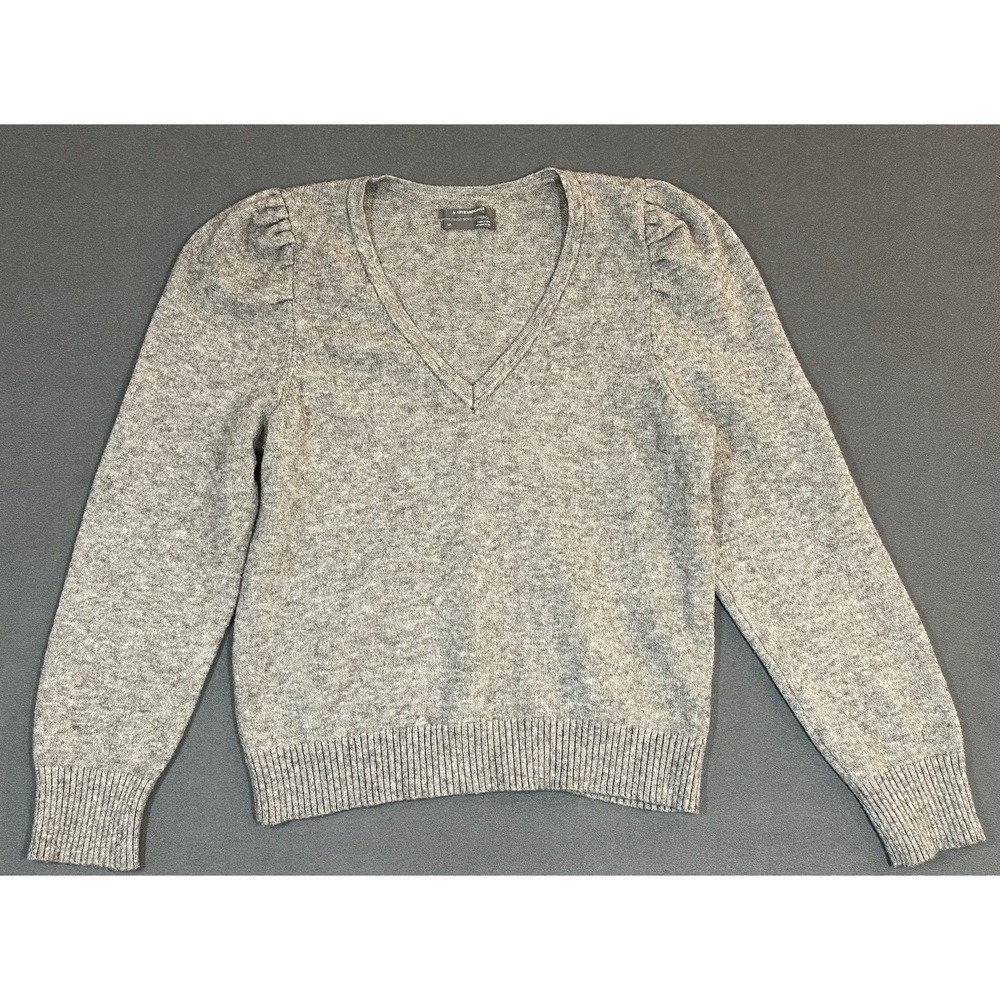 by‎ Anthropologie Sweater Long Sleeve Ruched Shoulder Pullover Size L Petite